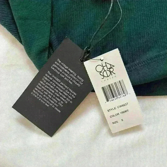 Chaser Long Sleeve Ribbed V Neck Shirt in Yosemite Green Women's Small NWT - Picture 5 of 9